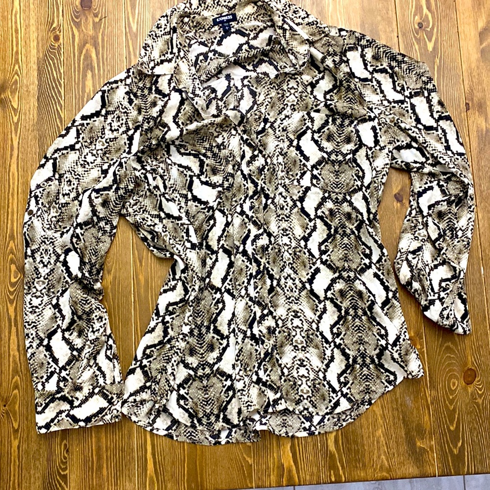 Express Snake Print Like New Polyester Dressy Blo… - image 1